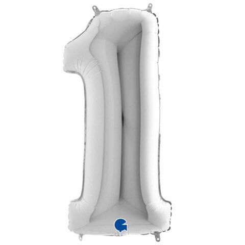 Μπαλόνι foil αριθμό φουσκωμένο με ήλιον ασημί